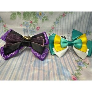 Lot 2 Disney-Inspired Hair Bows Villains & Mad Hatter Cosplay Costume